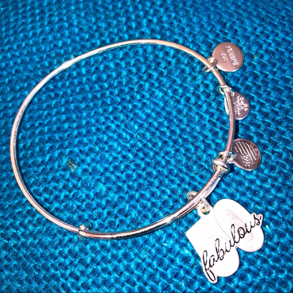 Alex and Ani Charm Bracelet 50 silver tone, fabulous 50 charm pink